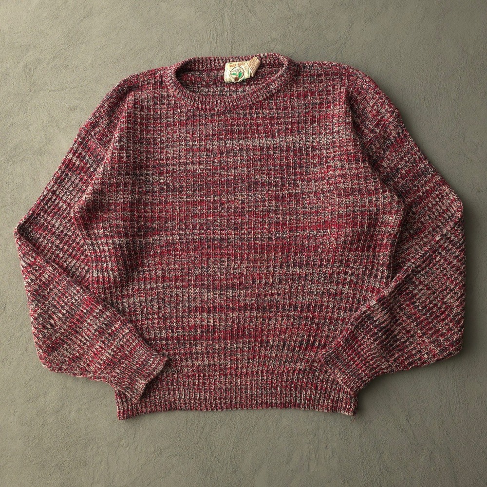 Vintage 70s Wrangler Red Knit Sweater Small Crewneck Acrylic